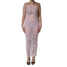 DOLCE & GABBANA Dress White Sheer Nylon Stretch Sheath Maxi IT40/US6/S 1500usd