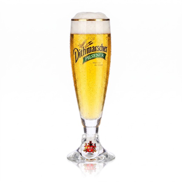 Dithmarscher Bier Glas 0,2L PokalgläSer BiergläSer FußEmblem Pilsener Goldrand-image