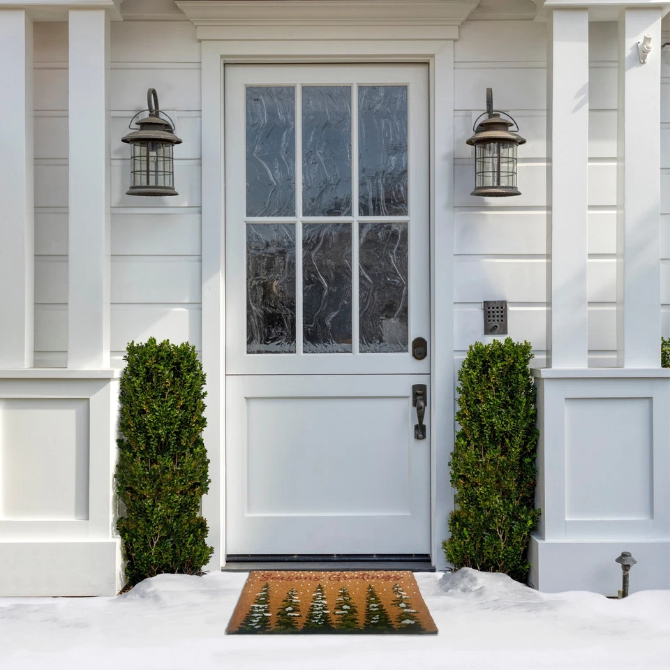 Kate Aurora Christmas Evergreens Seasons Greetings Bristled Outdoor Welcome Mat - Image 2 of 4