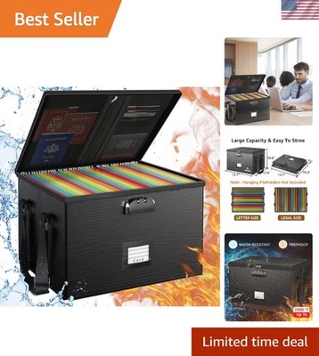 Portable Fireproof Box for Legal & Letter Files - Water-Resistant Security