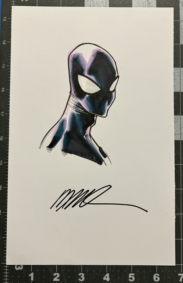 Humberto Ramos Spider-Man colour commission original art 6.75  x 10.5  Comic Art
