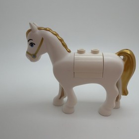 LEGO Disney Princess Cinderella's WHITE HORSE Med Blue Eyes GOLD MANE Tail 41146