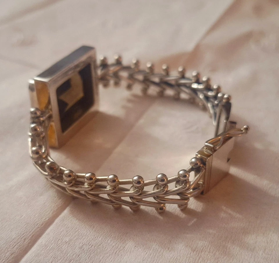 Precioso brazalete de topacio ahumado de plata esterlina corte esmeralda Lori Bonn Foto 2 de 4