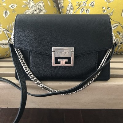 Givenchy GV3 Small Black Shoulder Bag Chain Logo Crossbody Strap