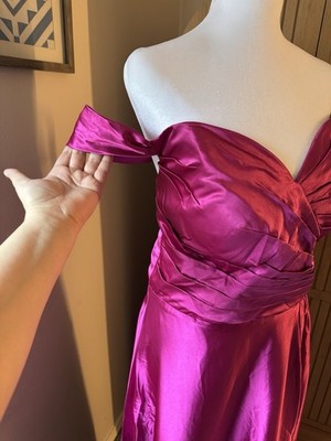 princess polly baby blue dress Six Stories Bridesmaid one shoulder satin maxi dress in fuchsia pink