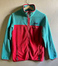 Patagonia Synchilla Kids XL Colorblock Full Zip Fleece Jacket Pockets Blue Pink