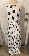 Banana Republic Long Sleeveless Dress Blue and White size 6 NEW