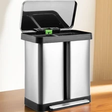 GarveeTech 19 gal Dual Trash Can 36 L+36 L Stainless Steel Two Compartment