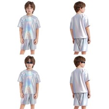 Boys Hip-Hop Dance Shiny T-shirt  Shorts Set Competition Performance Festival