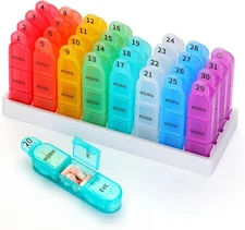 Monthly Pill Organizer, 31 Day Pill Dispenser 3 Times a Day with Small Pill Box