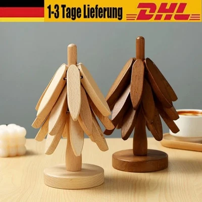 Holzuntersetzer für Heiße Gerichte Baumförmige Weihnachtsbaum Untersetzer - Bild 1 von 4