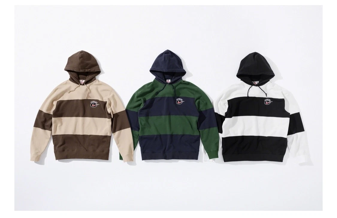 sweat à capuche à rayures nike suprême MOYEN noir blanc