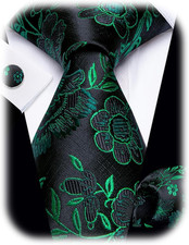 Paisley Tie Sets Floral Necktie Handkerchief Cufflinks Set Silk Woven Ties Busin