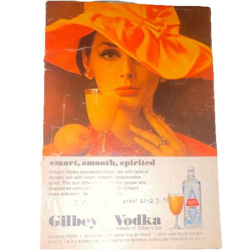 Gilbey’s Vodka Vintage Print Ad Orange White Distillery Original 1971