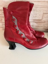 Vintage Leder Stiefeletten rot Gr 39 Steampunk Cosplay Jugendstil Retro Absatz