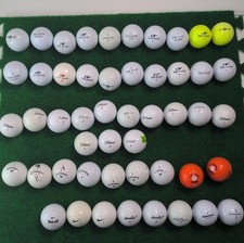 Golf Balls Mixed Lot Of 50 Titleist Callaway Top Flite Nike Spalding Pre-Owned