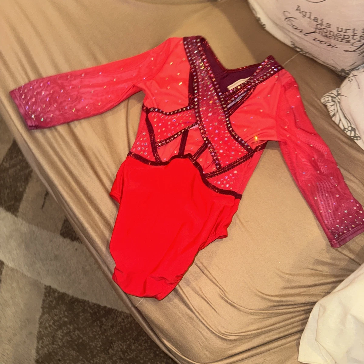 Oyolan Body Con Pantaloncini Per Bambina Con Stampa Lucida E Strass - Set Ginnastica E Danza, Colore Blu, Taglia 7-8 Anni - 5