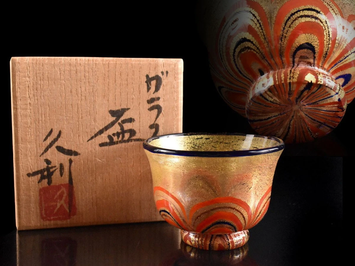 金色日本古董玻璃杯和杯子| eBay