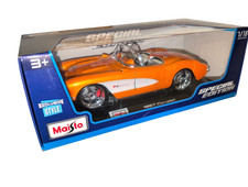 Maisto 118 Special Edition Model Diecast Car 1957 Corvette - Orange - Boxed