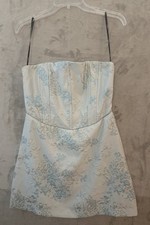 Forever 21 Dress Womens Large Blue Floral Strapless Coastal Beachy Eater Mini