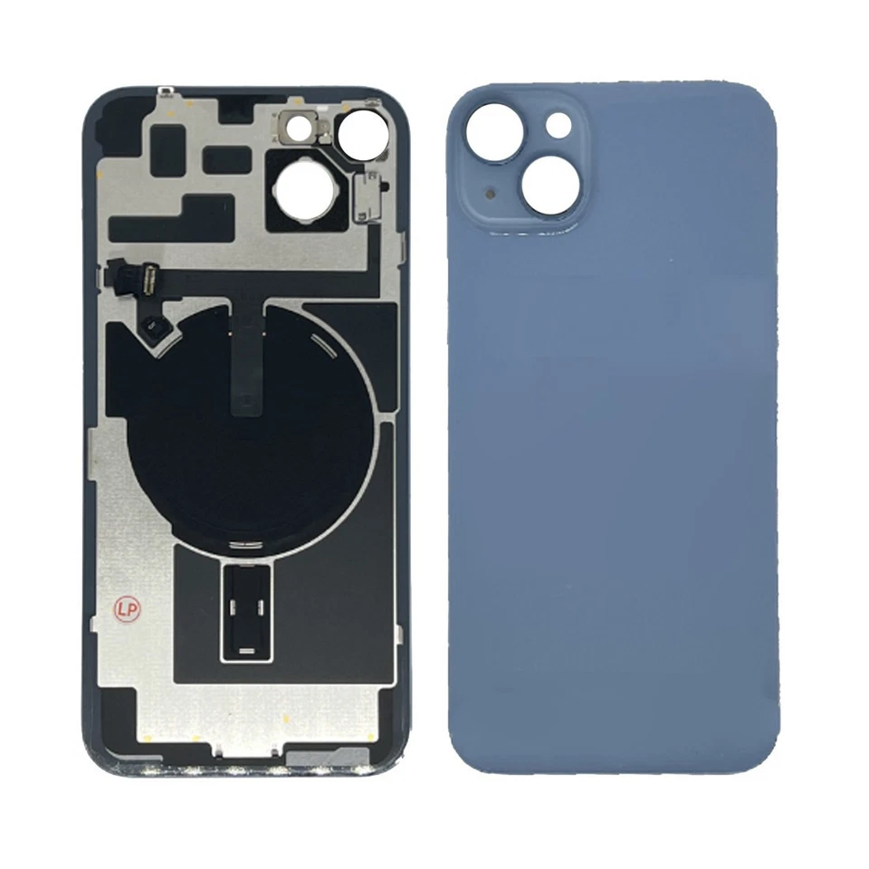 GLOBALSTOCK Vitre Arrière pour iPhone 14 Plus Bleu avec Support et NFC