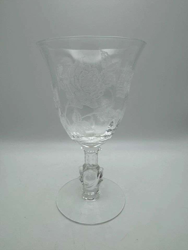 Heisey Rose Set of 7 Water Goblets Stems 6 3/4" Etched EUC - Image 3 of 3