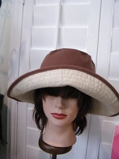 SUN N SAND NEW REVERSIBLE TAN/BROWN COTTON BUCKET ONE SZ PACKABLE