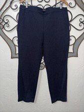 Liverpool Polka Dot Ponte Knit Pants Women s 12/31 Navy Blue Inseam 27 Stretch