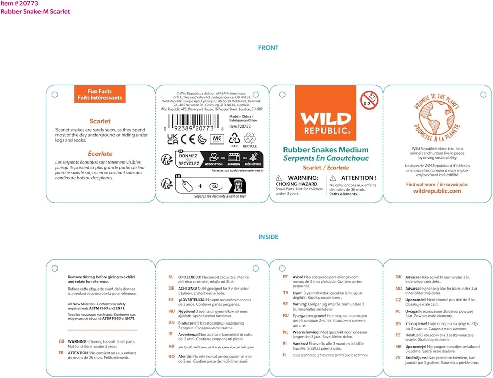 Serpiente Escarlata, Juguete Serpiente de Goma, Serpiente Falsa, Serpiente de Juguete, Juguetes Educativos, 46" Foto 3 de 3