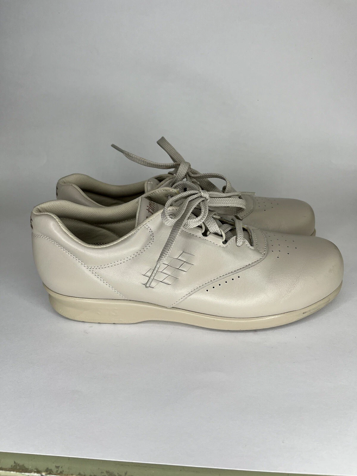 SAS Womens Sneakers Sz 9.5 S Free Time Tripad Taupe Leather Comfort Shoes