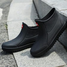 Men Rubber Waterproof Ankle Rain Boot Shoes for Garden Outdoor Non-Slip