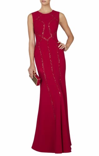 NEW BCBGMAXAZRIA ALESIA NUDE TULLE INSERT GOWN UYS64B98/L293A SIZE 2 - Picture 3 of 3