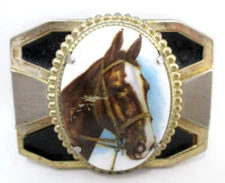 Vintage Belt Buckle Horse Head  Cameo Western Cowboy Cowgirl *C