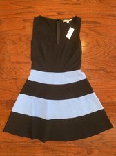 NWT Loft Dress Blue and Navy Striped size 2 Scoop Neck