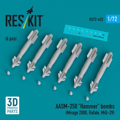 AASM-250 ''Hammer'' 6 Stück (Mirage 2000, Rafale, MiG-29) Maßstab 1:72 ResKit R...