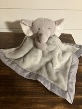 Carter  s Gray Elephant Security Blanket Lovey 2016 White Ears 14  Satin