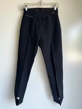 OBERMEYER Vintage Skiwear Ski Black Wool Blend Stirrup Pants Size 8R