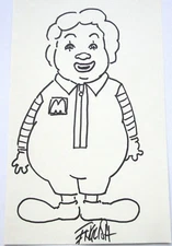RON ENGLISH Ronald McDonald ORIGINAL COMIC BOOK URBAN ART DRAWING SKETCH