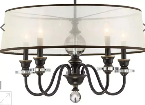 Five Light Chandelier, Palladian Bronze By Quoizel From The Ceremony Collection - Picture 3 of 5