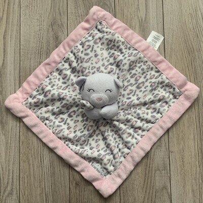 Carter's Leopard Print Bear Lovey Security Baby Infant Blanket Gray
