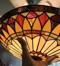 Vintage Stain Glass Lighting Disc 16? Inches Quoizel Collectibles Stunning Bowl