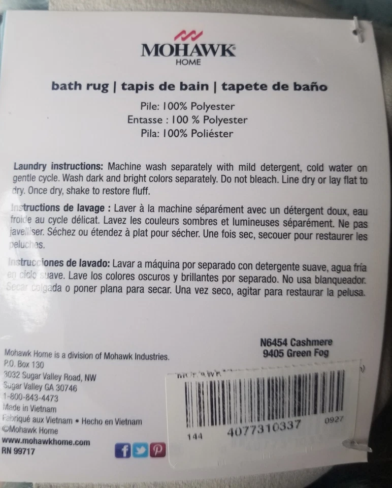 Alfombra de baño Mohawk 17 X 24 - verde niebla Foto 3 de 4