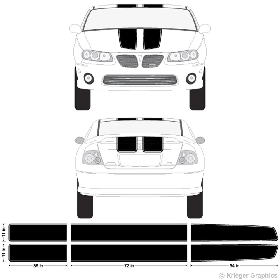 Calcomanía de vinilo EZ Rally Racing Stripes 3M para Pontiac G6 G8 GTO Grand Prix Grand Am Foto 2 de 4