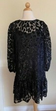 NWT! J Crew Flutter Hem Dress in Black Burnout Velvet Leopard Sz 2 