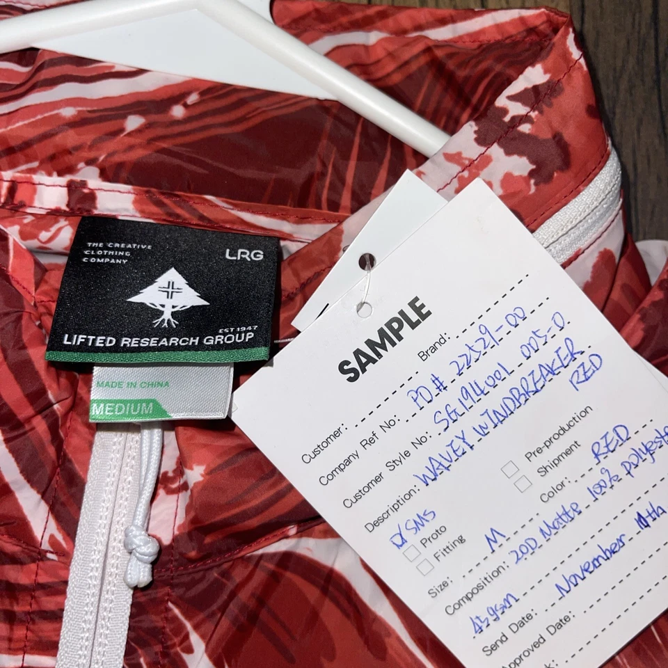 LRG Lifted research group wavy windbreaker sample men’s medium￼red - Image 4 of 4