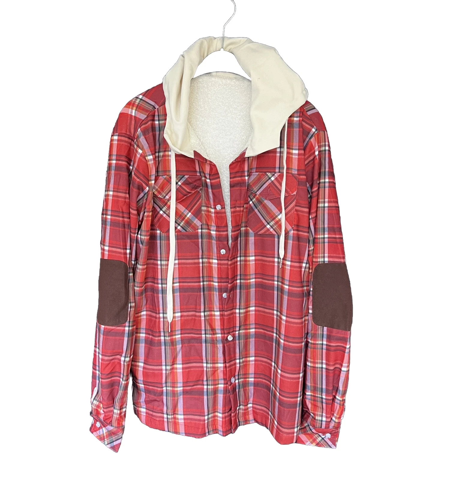 Men Long Sleeve Hooded & Padded Warm Winter Jacket /Red/ Medium