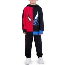 Spiderman Boy's 2-Piece Fleece Full Zip Hoodie Jogger Set Black, Choose Size NEW