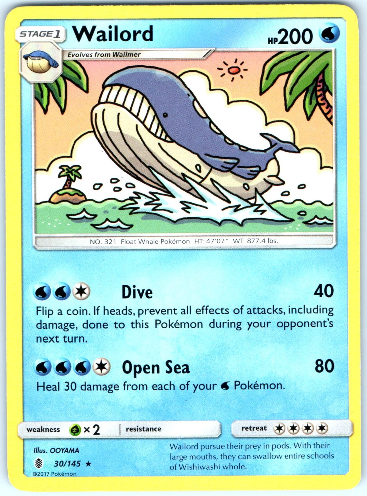 Wailord #30 - 2017 Pokémon TCG Rare Regular