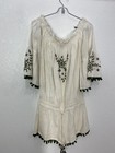 Raga Gauze Embroidered Bell Sleeve Romper Jumpsuit Sz S Casual Cotton Vacations
