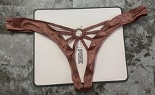 NWT VICTORIA'S SECRET MAUVE SMOOTH STRAPPY GOLD RING CROTCHLESS THONG PANTIES